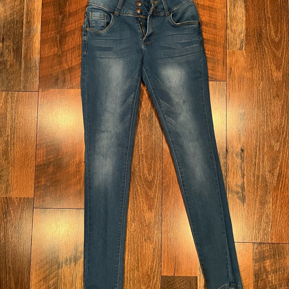 High-Waisted Blue Jeans